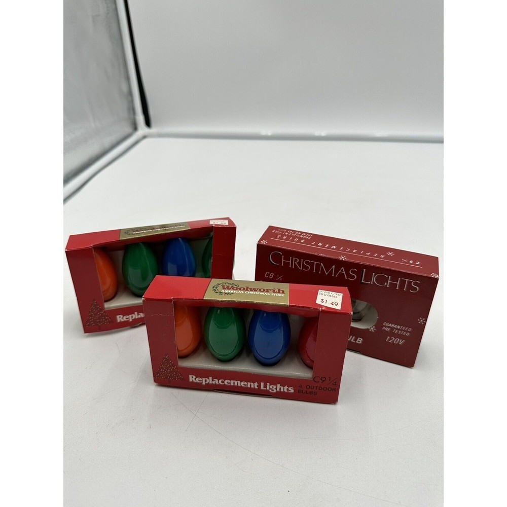 12 Vintage Outdoor Christmas Light Bulbs C9 1/4 Model Painted/ Mixed Woolworth